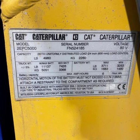 Used 2016 CAT 2EPC5000 Electric Forklift for sale in Red Deer Alberta