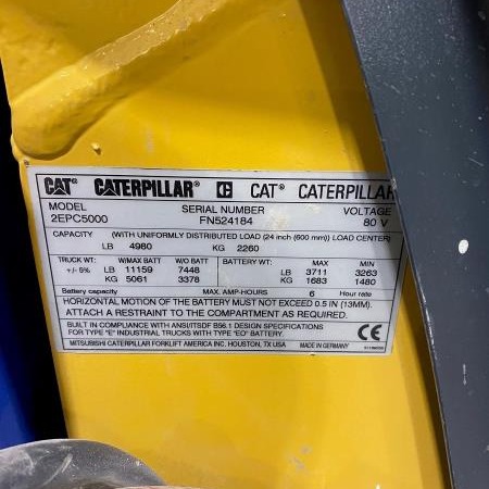 Used 2016 CAT 2EPC5000 Electric Forklift for sale in Red Deer Alberta